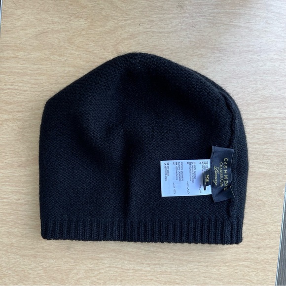 Charter Club Wm’s 100% Cashmere Cuffed Black Knit Beanie Hat NWOT One Size - Picture 8 of 10